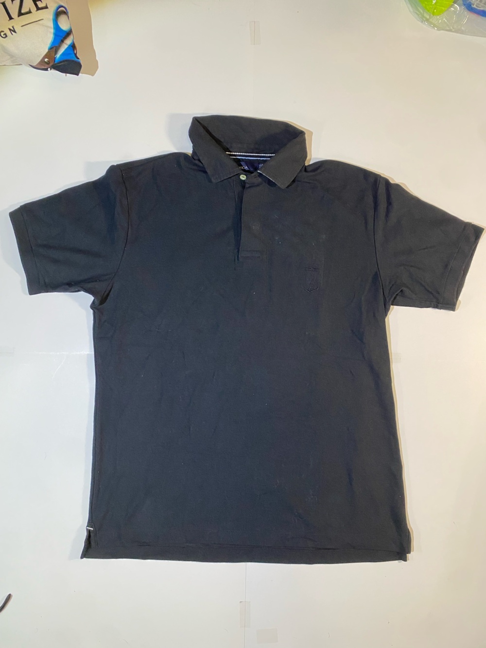 Nautica black cotton & polyester polo shirt with embroidered logo, size L